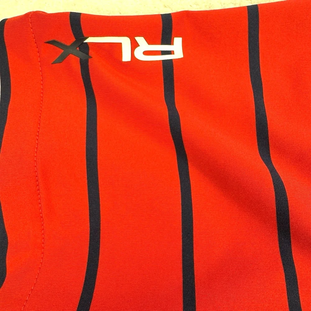 RLX Ralph Lauren Golf Polo Shirt Men Red L Striped US‎ Open Shinnecock Hills - Picture 4 of 9